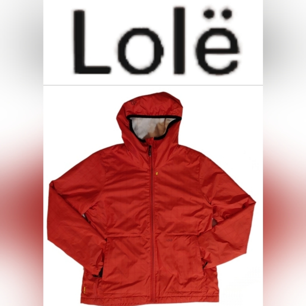 Lole Reversible Coat Jacket Orange Silver Zip Front Hooded Fleece Snow R…